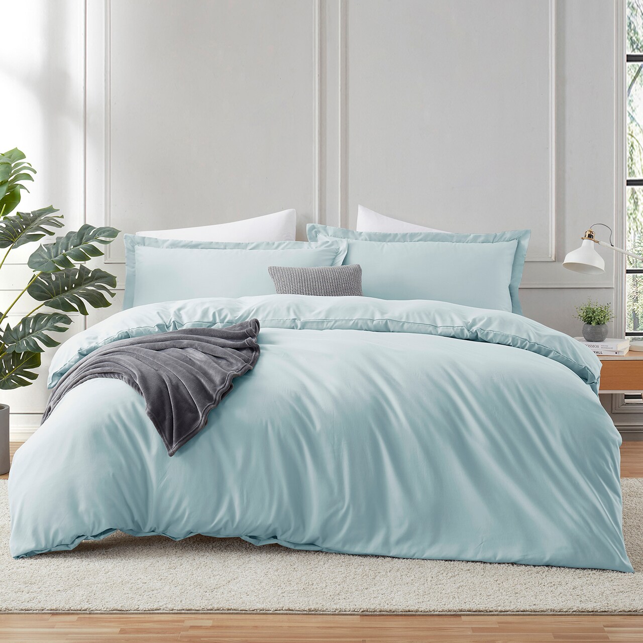 Hearth & Harbor Duvet Cover With Fitted Sheet Soft Double Brushed Bedding Set